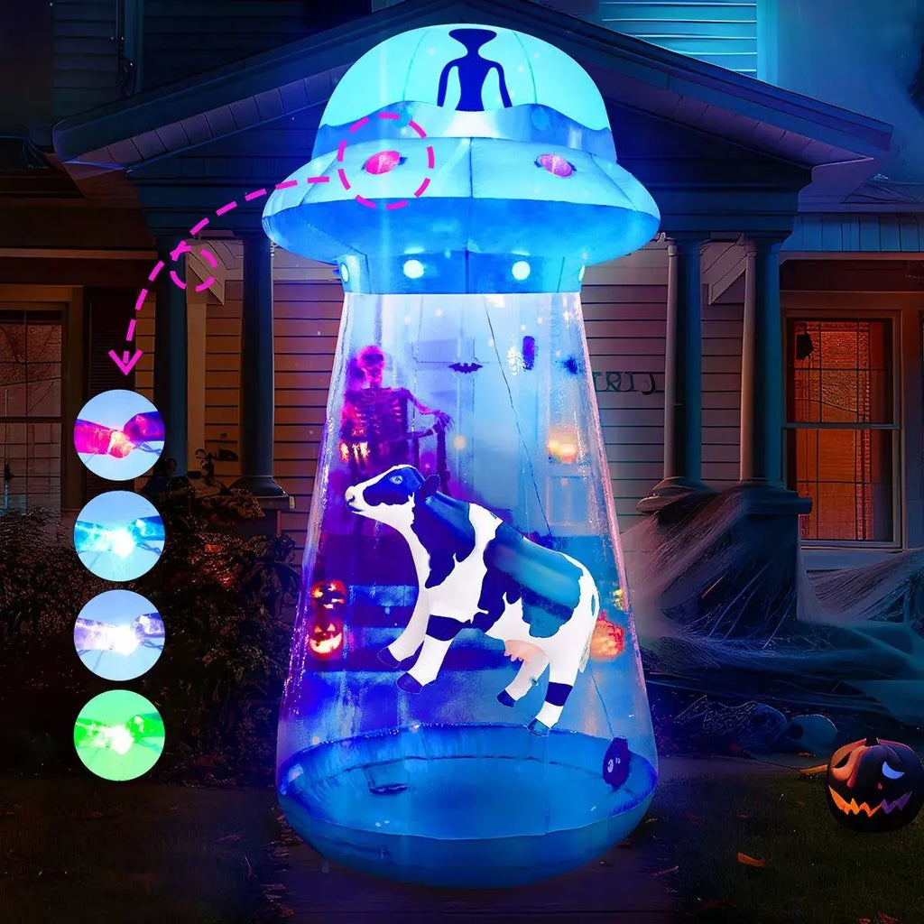 Halloween Inflatable Carriage, 8ft Spider, or 9ft UFO Yard Decoration