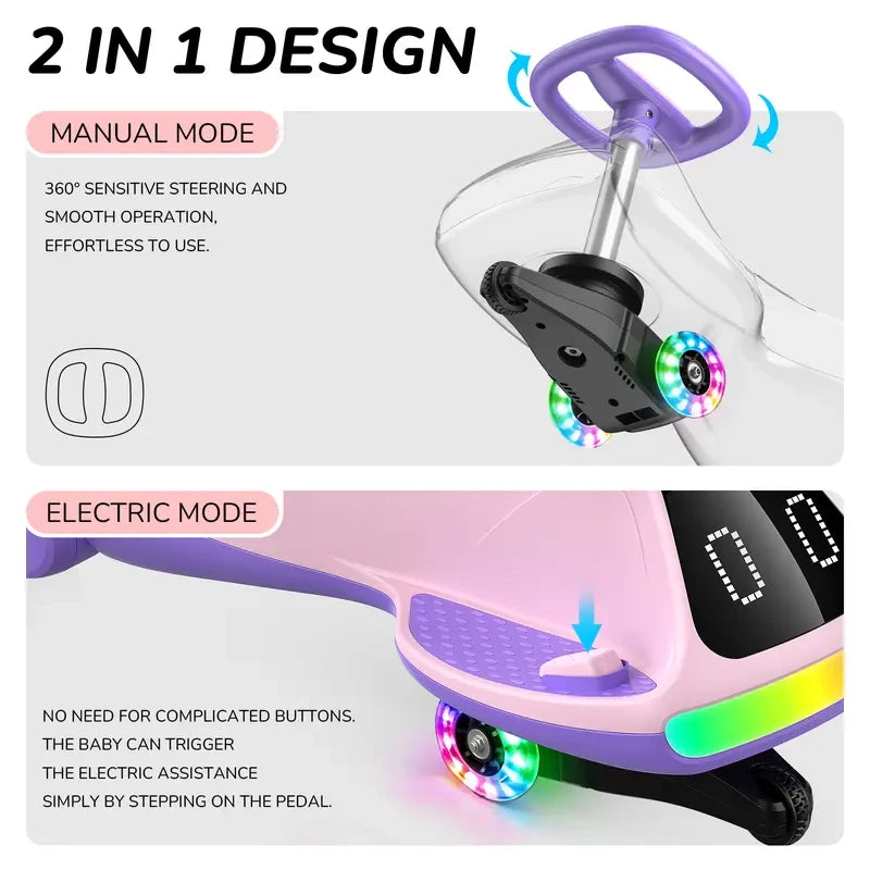 Electric Wiggle Car with LED Lights