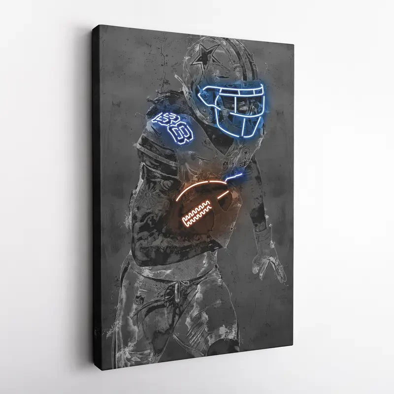 Ceedee Lamb Neon Football Wall Art
