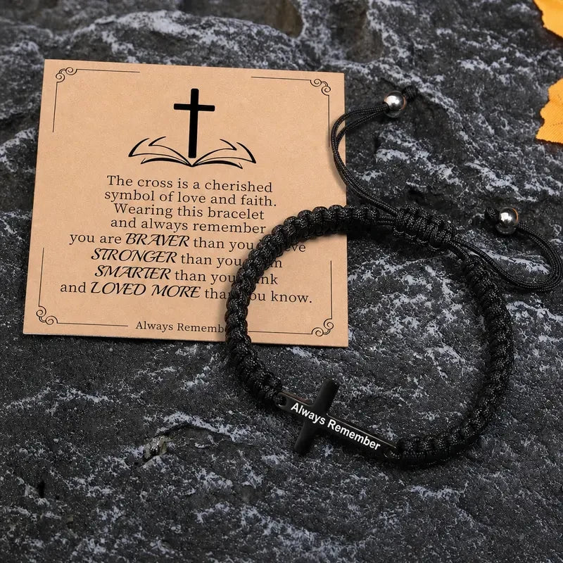 Scripture Cross Bible Verse Bracelet