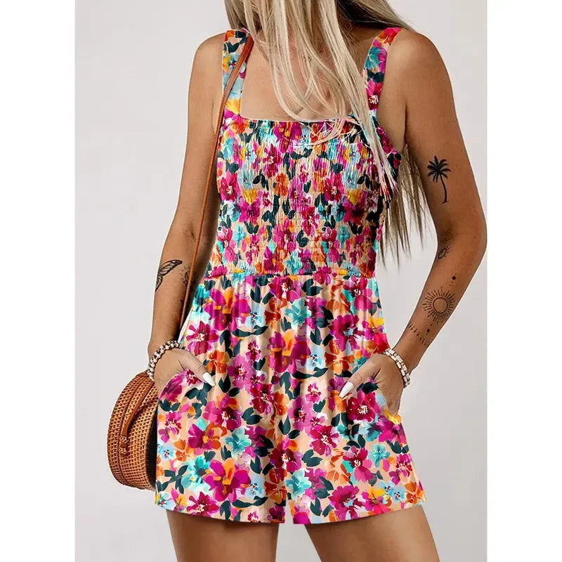 Floral Print Casual Romper