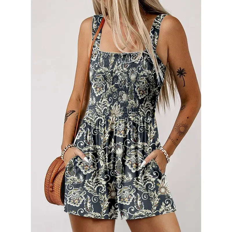 Floral Print Casual Romper
