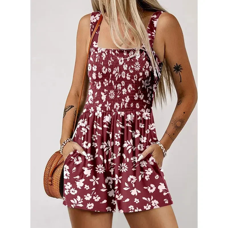 Floral Print Casual Romper