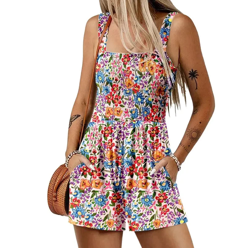 Floral Print Casual Romper
