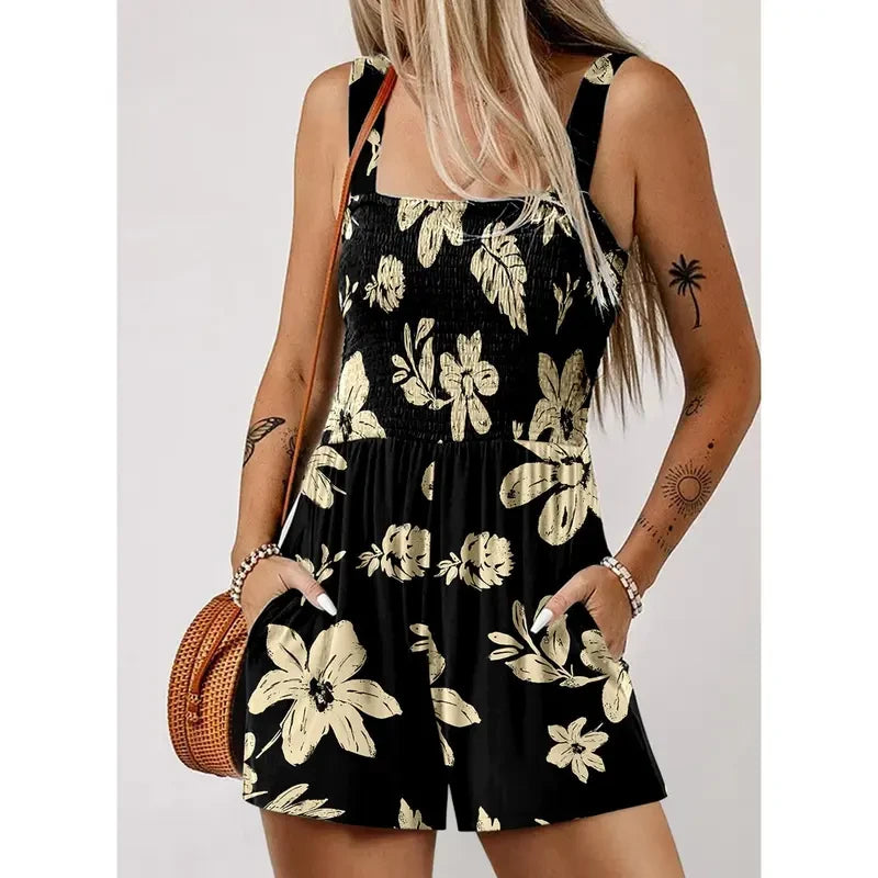 Floral Print Casual Romper