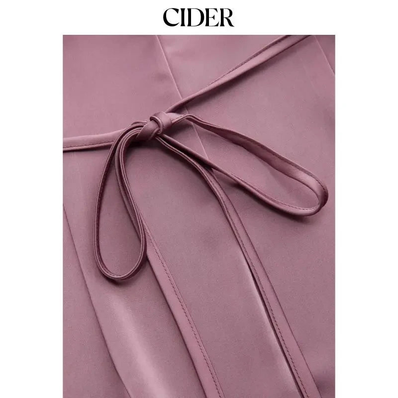 Satin V-Neck Ruched Mini Dress