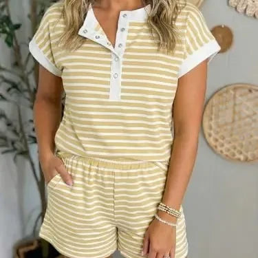 Striped Two Piece Sweatshirt Skirt Set