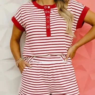 Striped Two Piece Sweatshirt Skirt Set