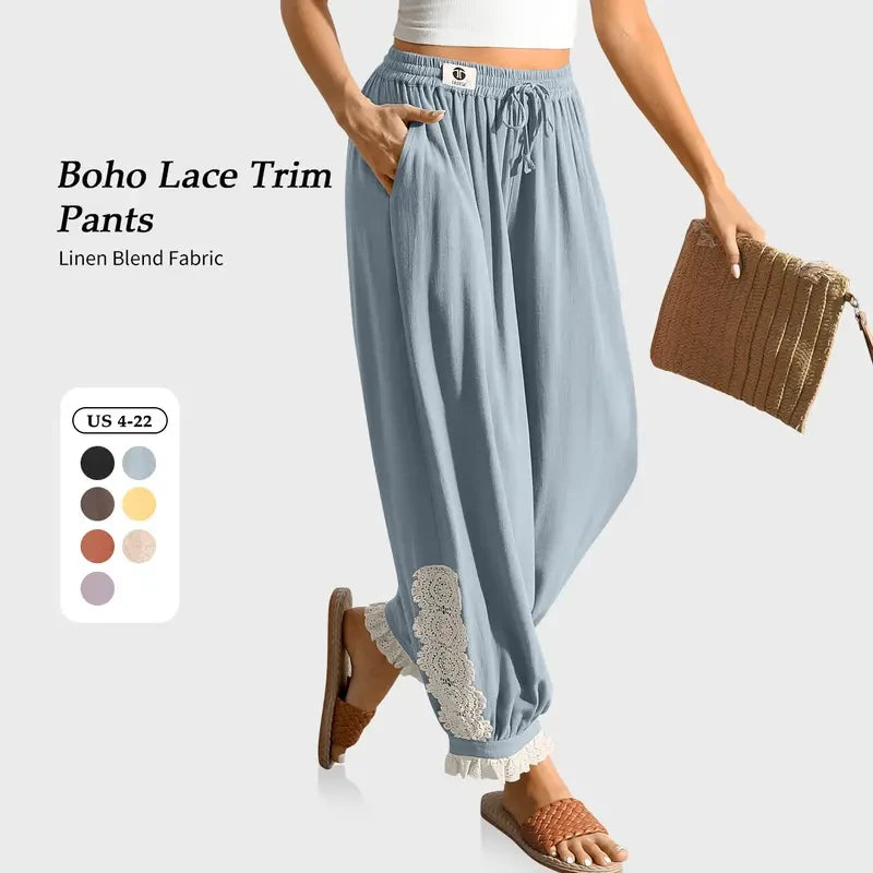 Boho Linen Blend Harem Pants