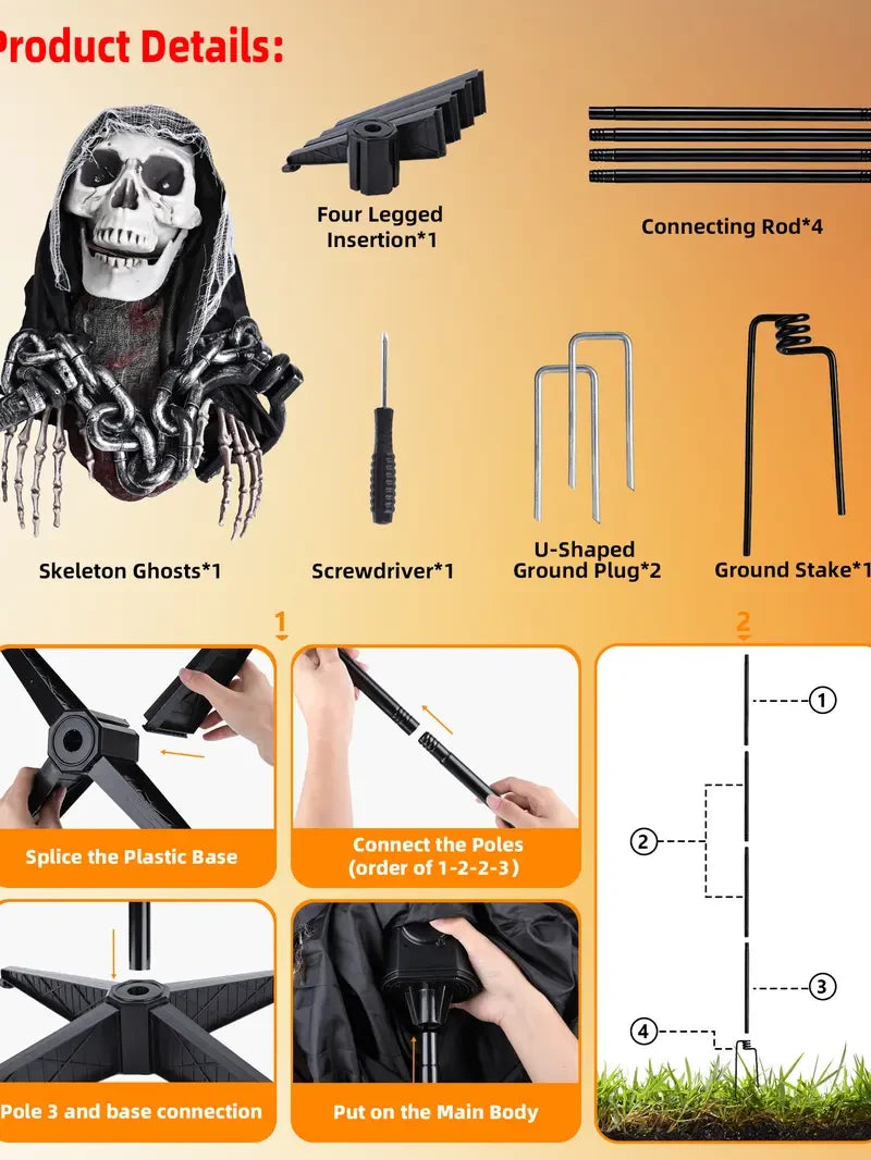 FLACCHI Animated Halloween Skeleton Ghost