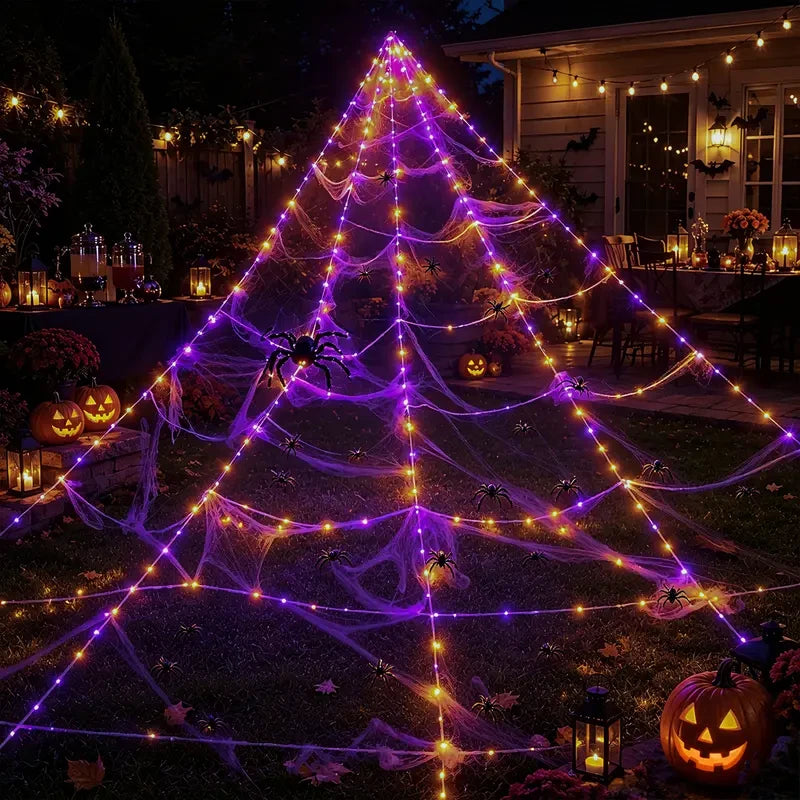 Giant Light Up Halloween Spider Web