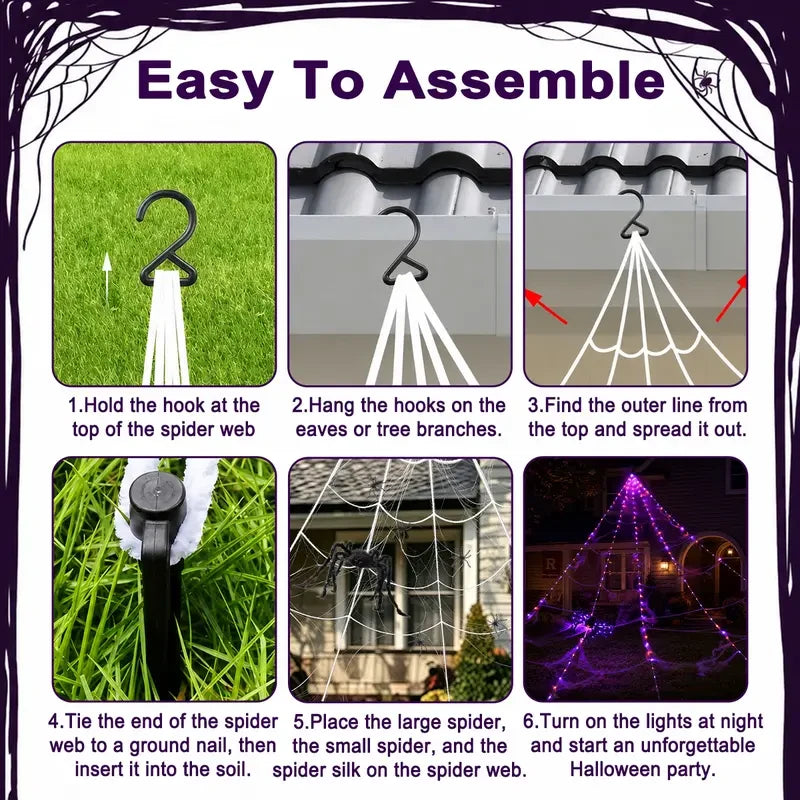 Giant Light Up Halloween Spider Web