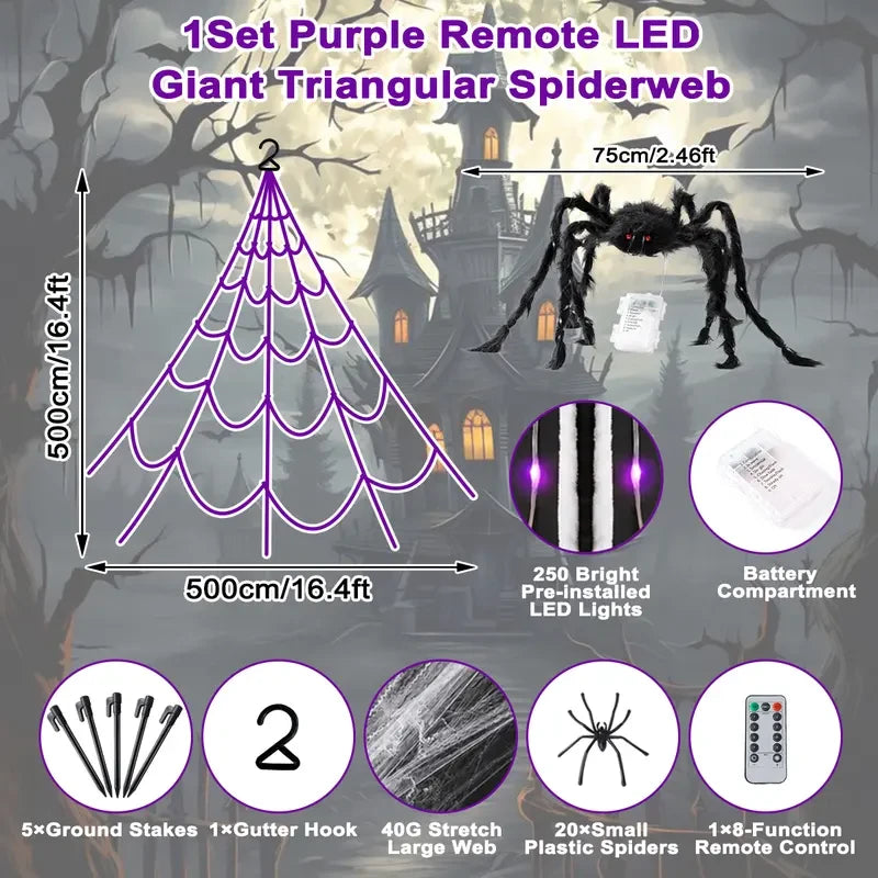 Giant Light Up Halloween Spider Web