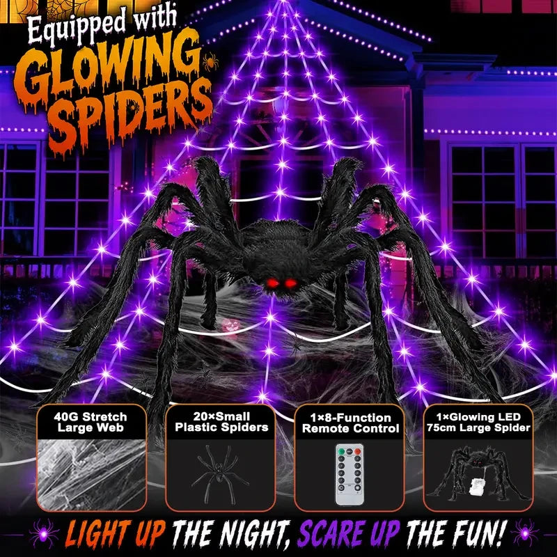 Giant Light Up Halloween Spider Web