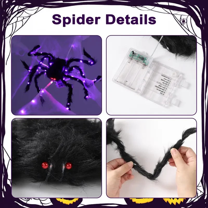 Giant Light Up Halloween Spider Web