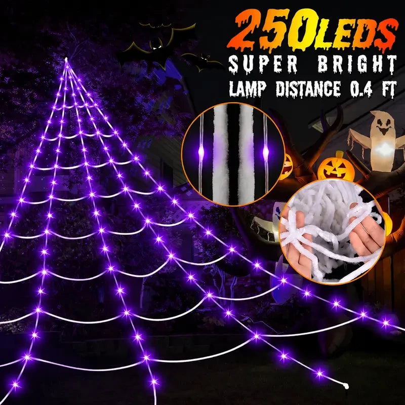 Giant Light Up Halloween Spider Web