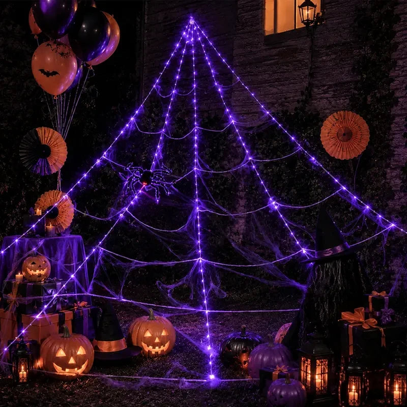 Giant Light Up Halloween Spider Web