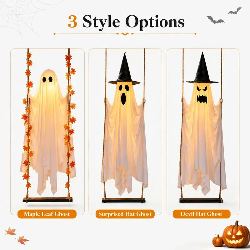 Light-Up Swinging Ghost Halloween Decoration
