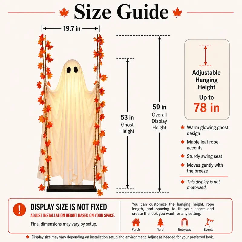 Light-Up Swinging Ghost Halloween Decoration