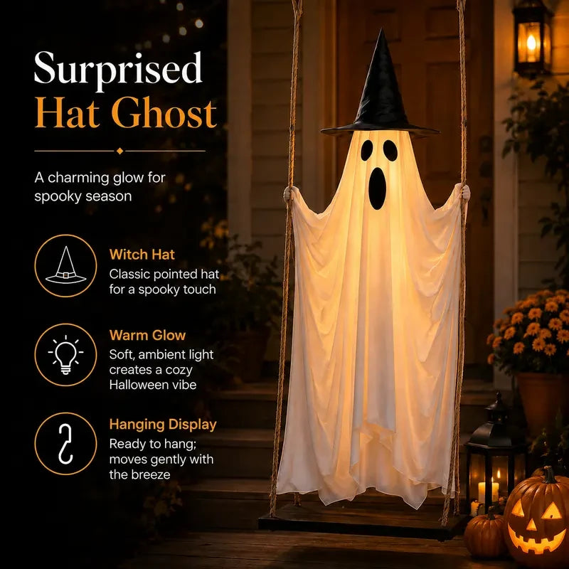 Light-Up Swinging Ghost Halloween Decoration