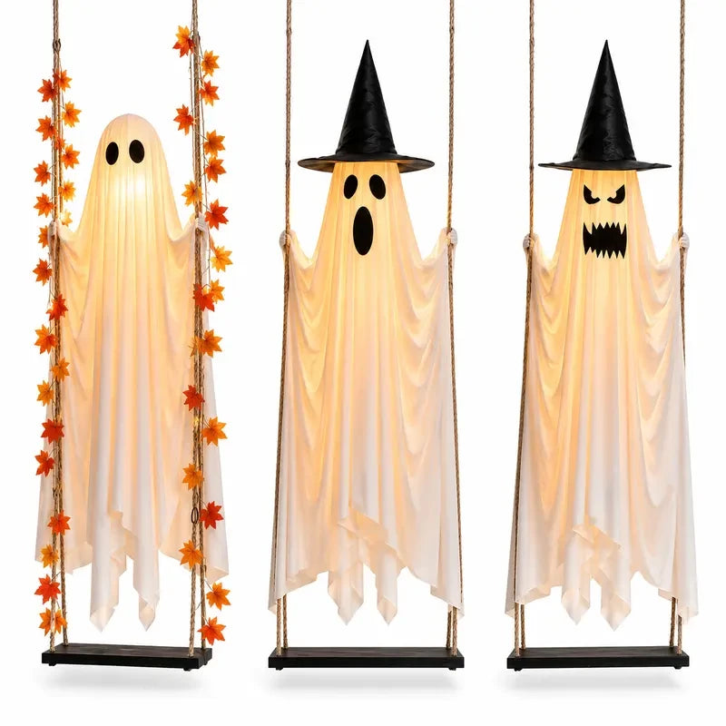 Light-Up Swinging Ghost Halloween Decoration