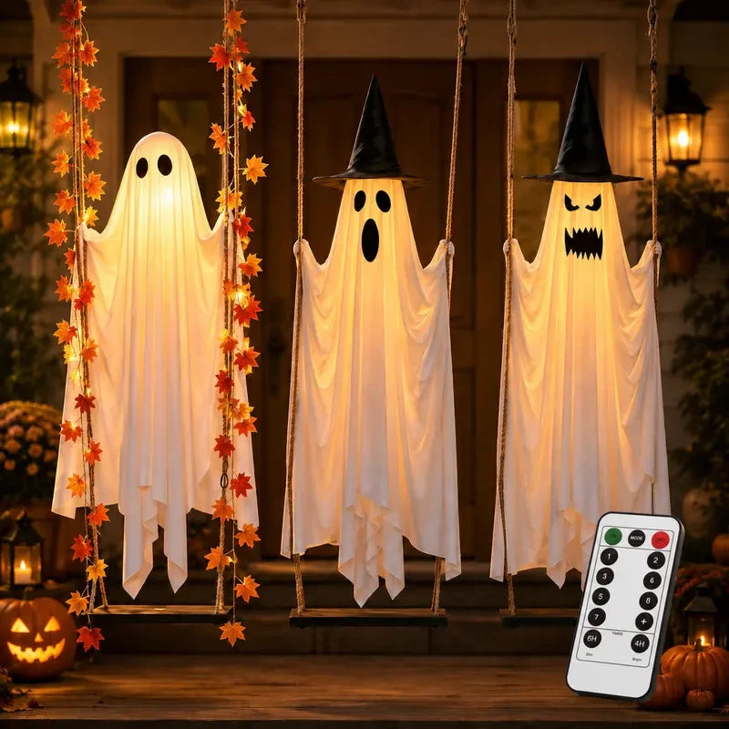 Light-Up Swinging Ghost Halloween Decoration