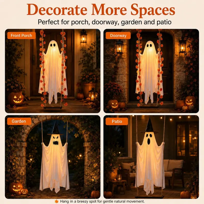 Light-Up Swinging Ghost Halloween Decoration