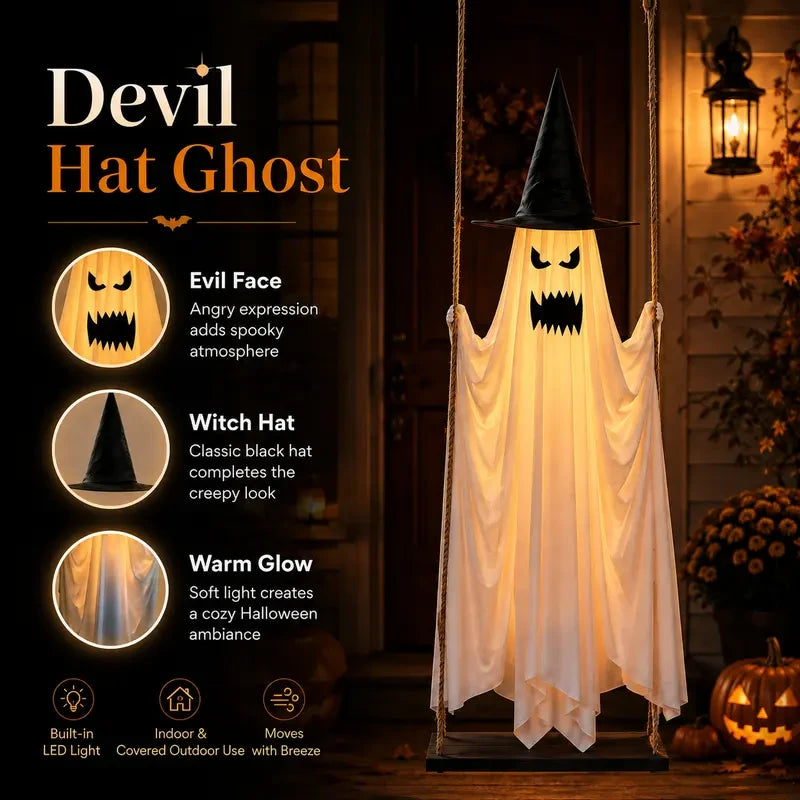 Light-Up Swinging Ghost Halloween Decoration