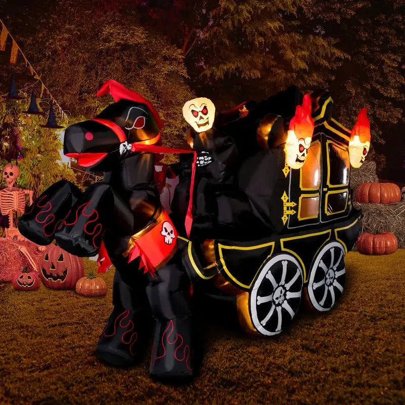 Halloween Inflatable Carriage, 8ft Spider, or 9ft UFO Yard Decoration