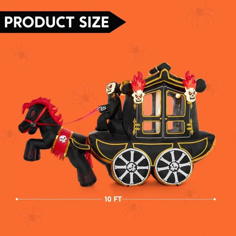 Halloween Inflatable Carriage, 8ft Spider, or 9ft UFO Yard Decoration