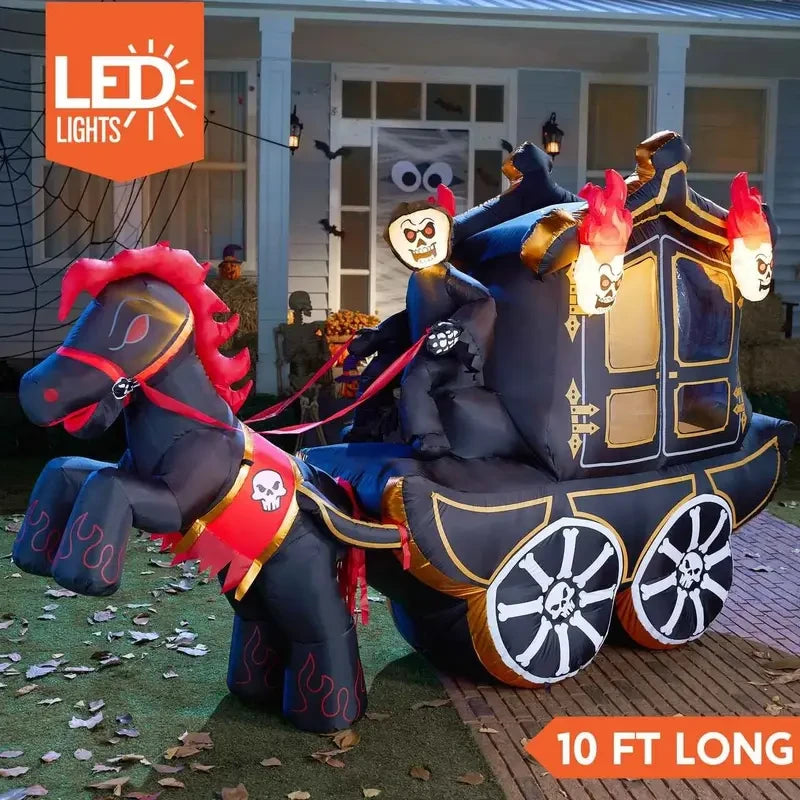 Halloween Inflatable Carriage, 8ft Spider, or 9ft UFO Yard Decoration