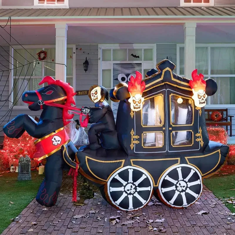 Halloween Inflatable Carriage, 8ft Spider, or 9ft UFO Yard Decoration