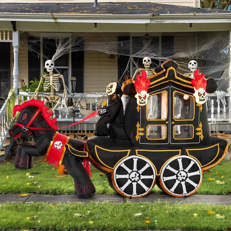 Halloween Inflatable Carriage, 8ft Spider, or 9ft UFO Yard Decoration
