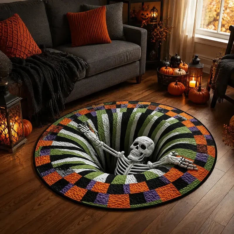 3D Skeleton Illusion Round Rug