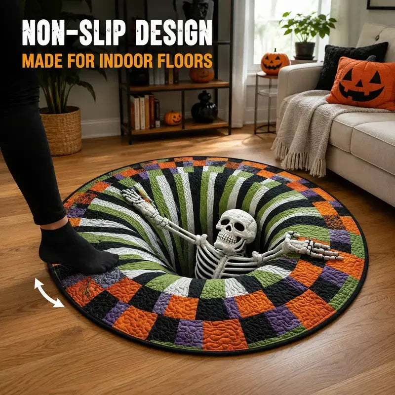 3D Skeleton Illusion Round Rug