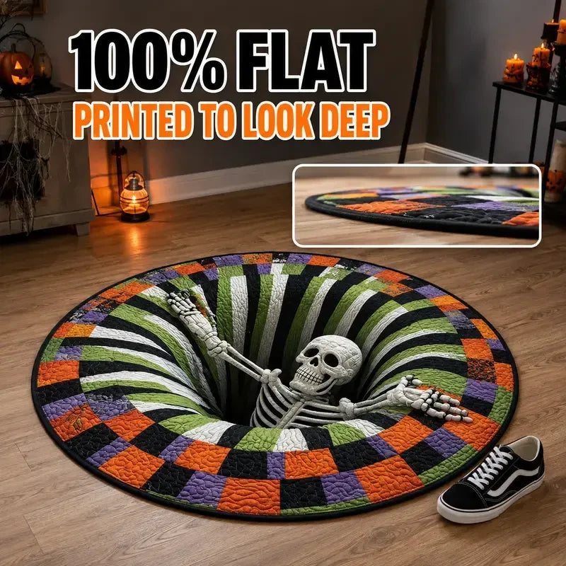 3D Skeleton Illusion Round Rug