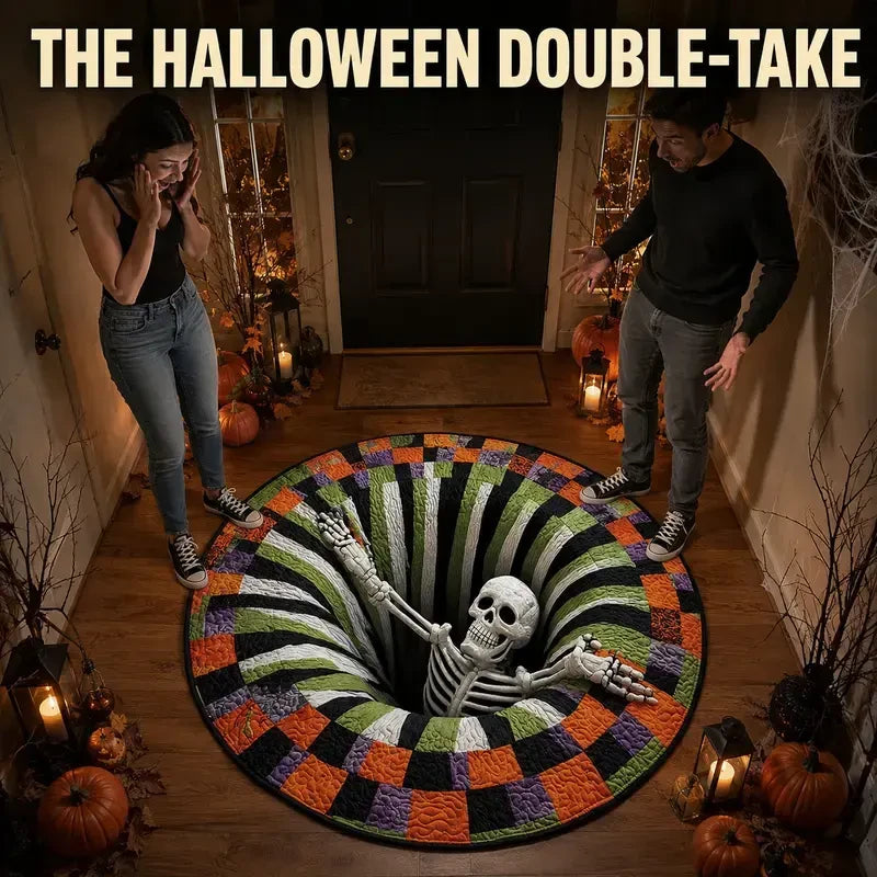 3D Skeleton Illusion Round Rug