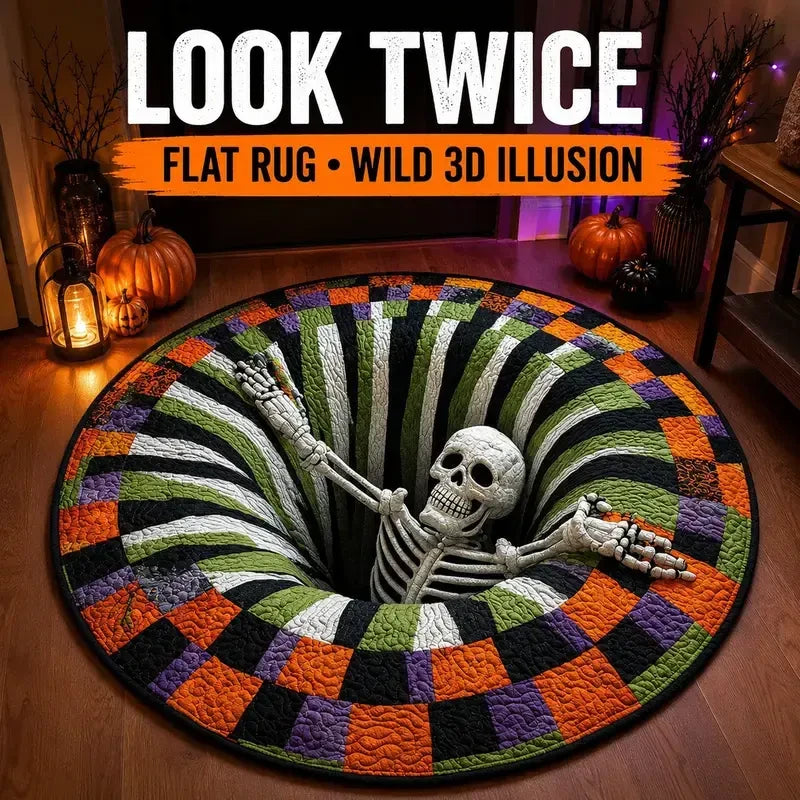 3D Skeleton Illusion Round Rug